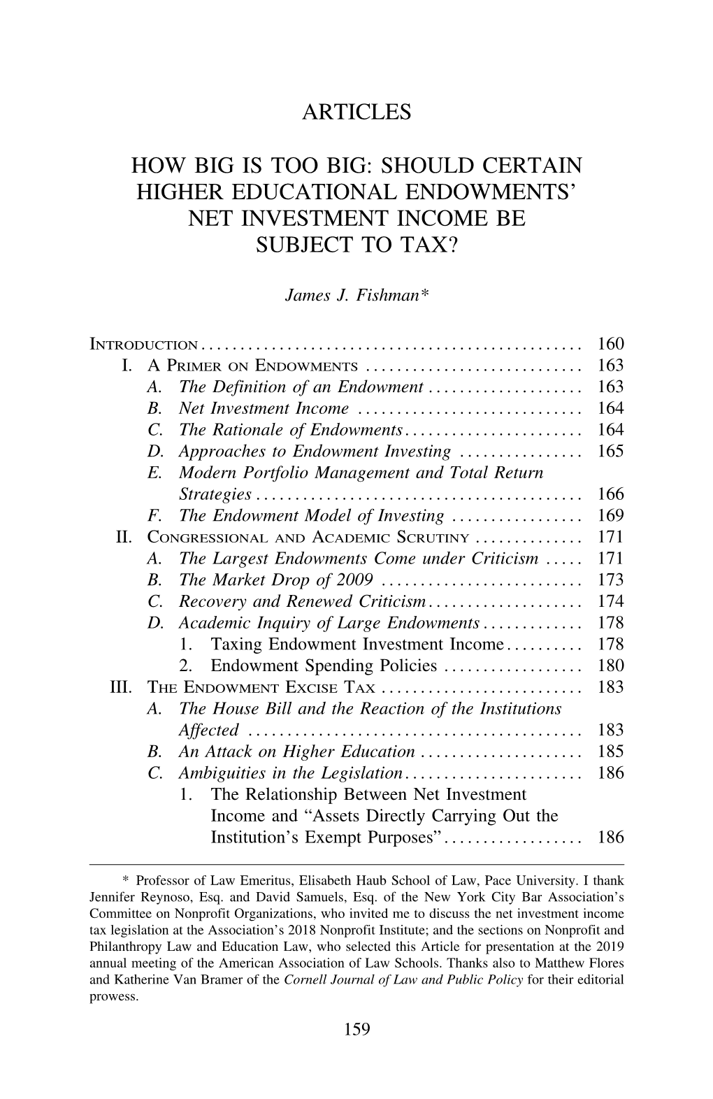 Should Certain Higher Educational Endowments’ Net Investment Income Be Subject to Tax?