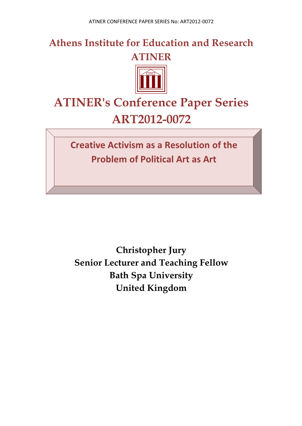 ATINER's Conference Paper Series ART2012-0072