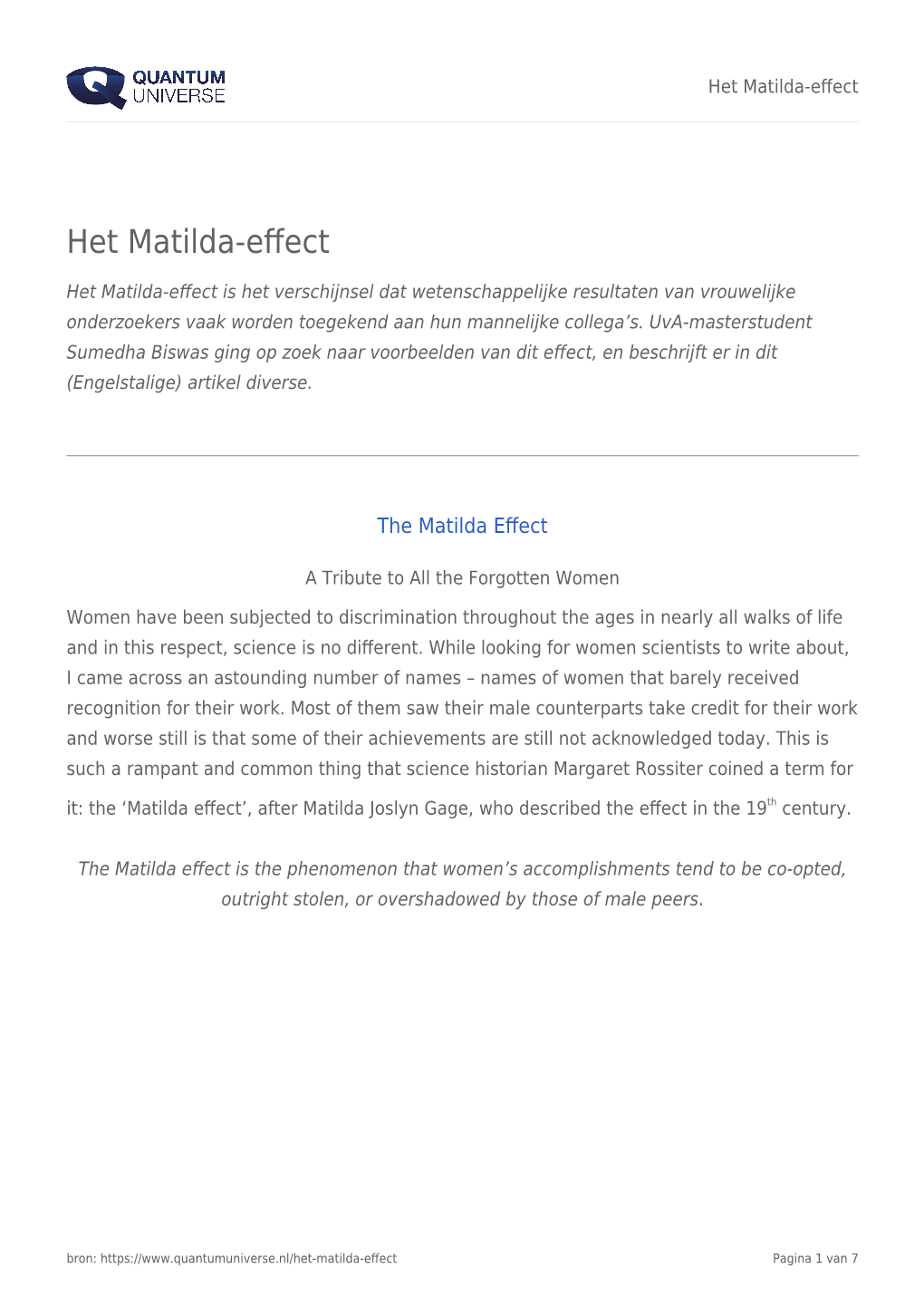 Het Matilda-Effect