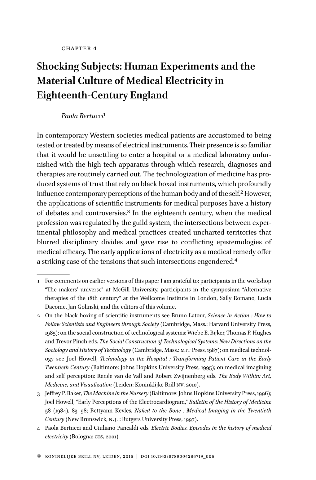 Human Experiments and the Material Culture of Medical Electricity in Eighteenth-Century England