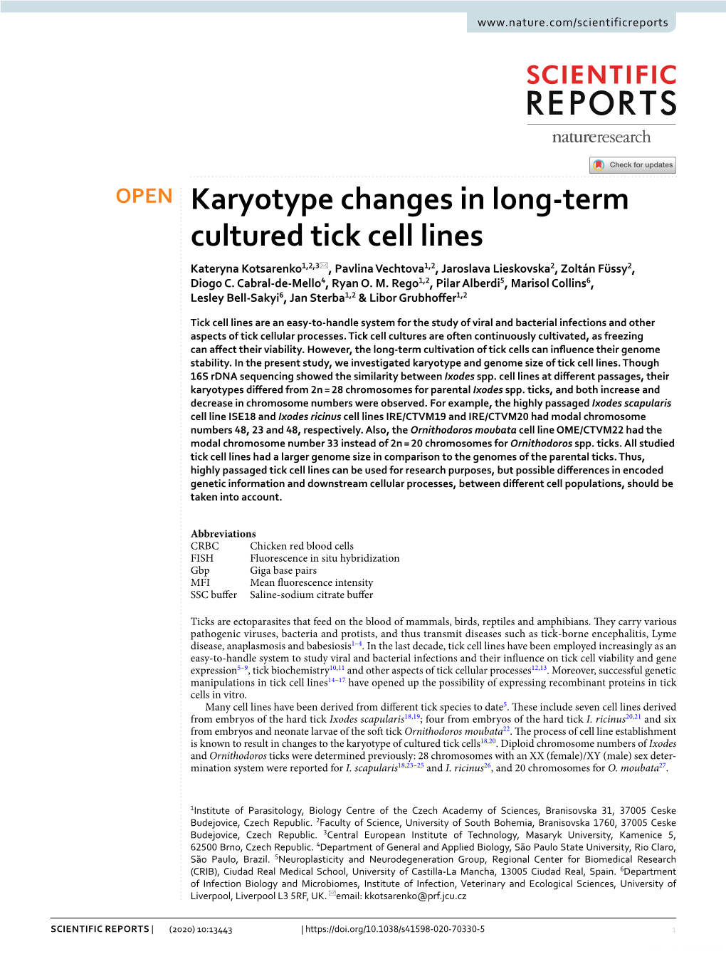 Karyotype Changes in Long-Term Cultured Tick Cell Lines