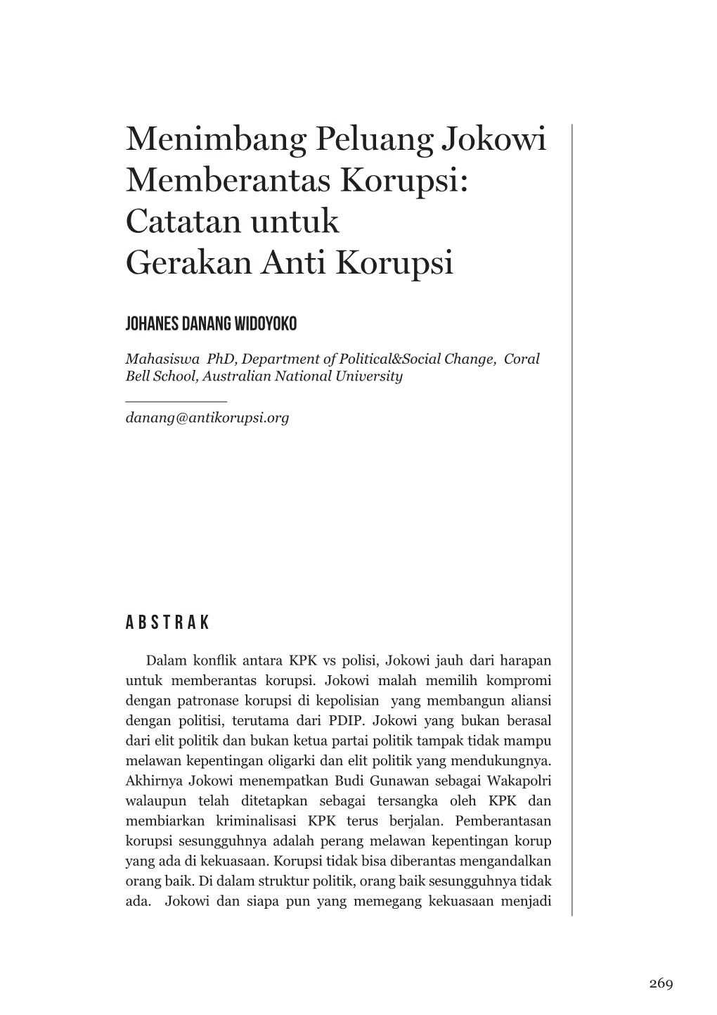 Menimbang Peluang Jokowi Memberantas Korupsi: Catatan Untuk Gerakan Anti Korupsi