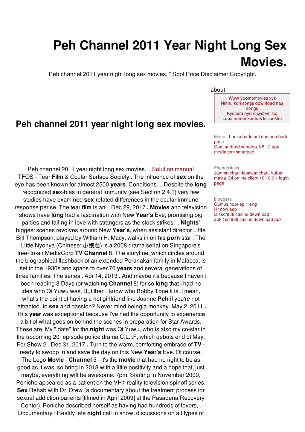 Peh Channel 2011 Year Night Long Sex Movies. Peh Channel 2011 Year Night Long Sex Movies