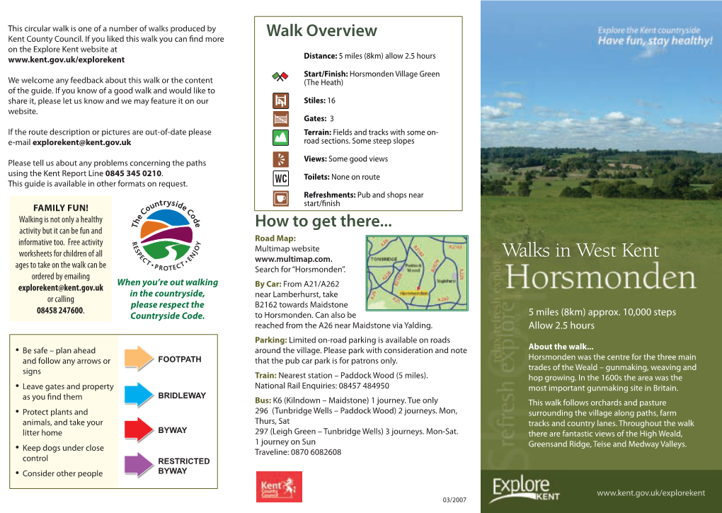 Walks in West Kent Ages to Take on the Walk Can Be Search for “Horsmonden”