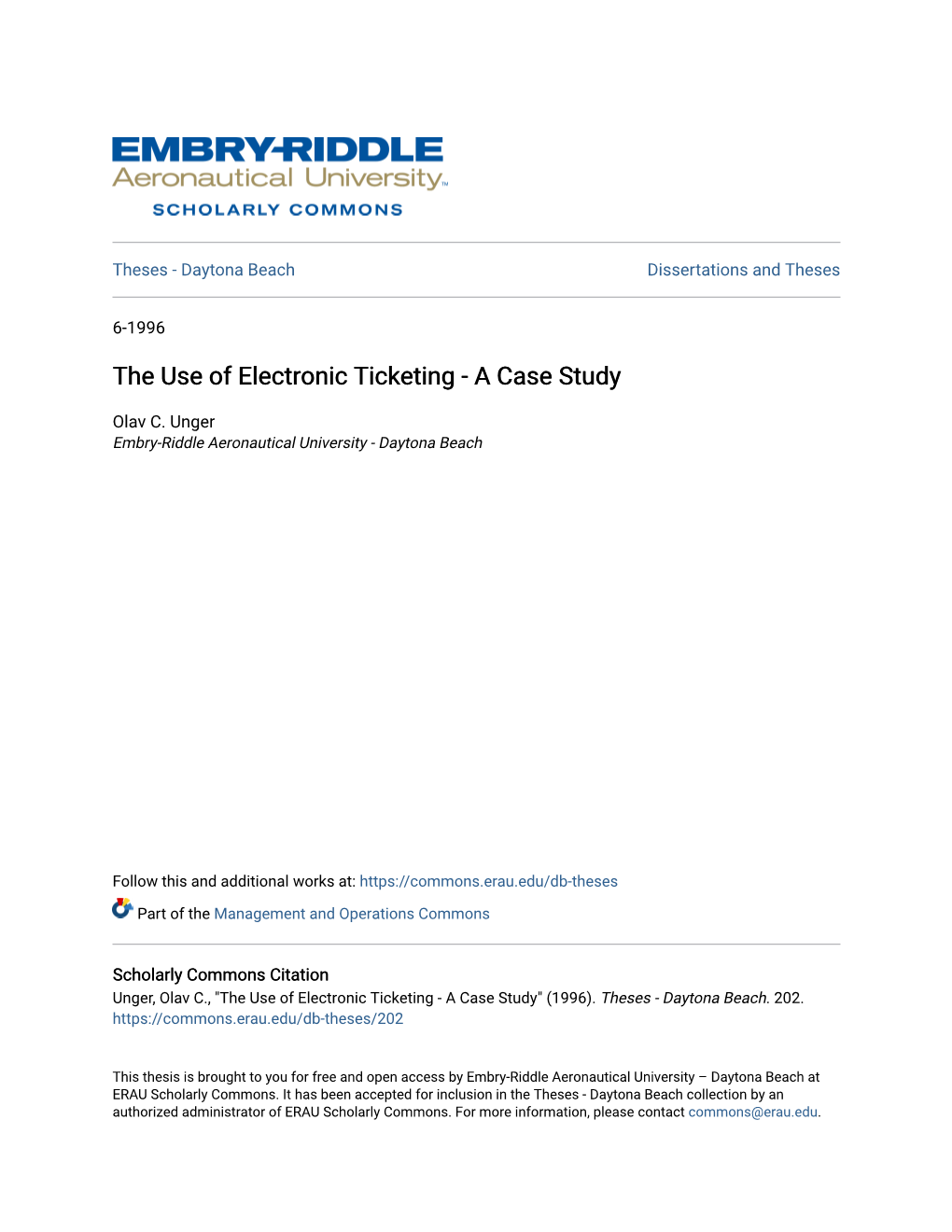 The Use of Electronic Ticketing - a Case Study