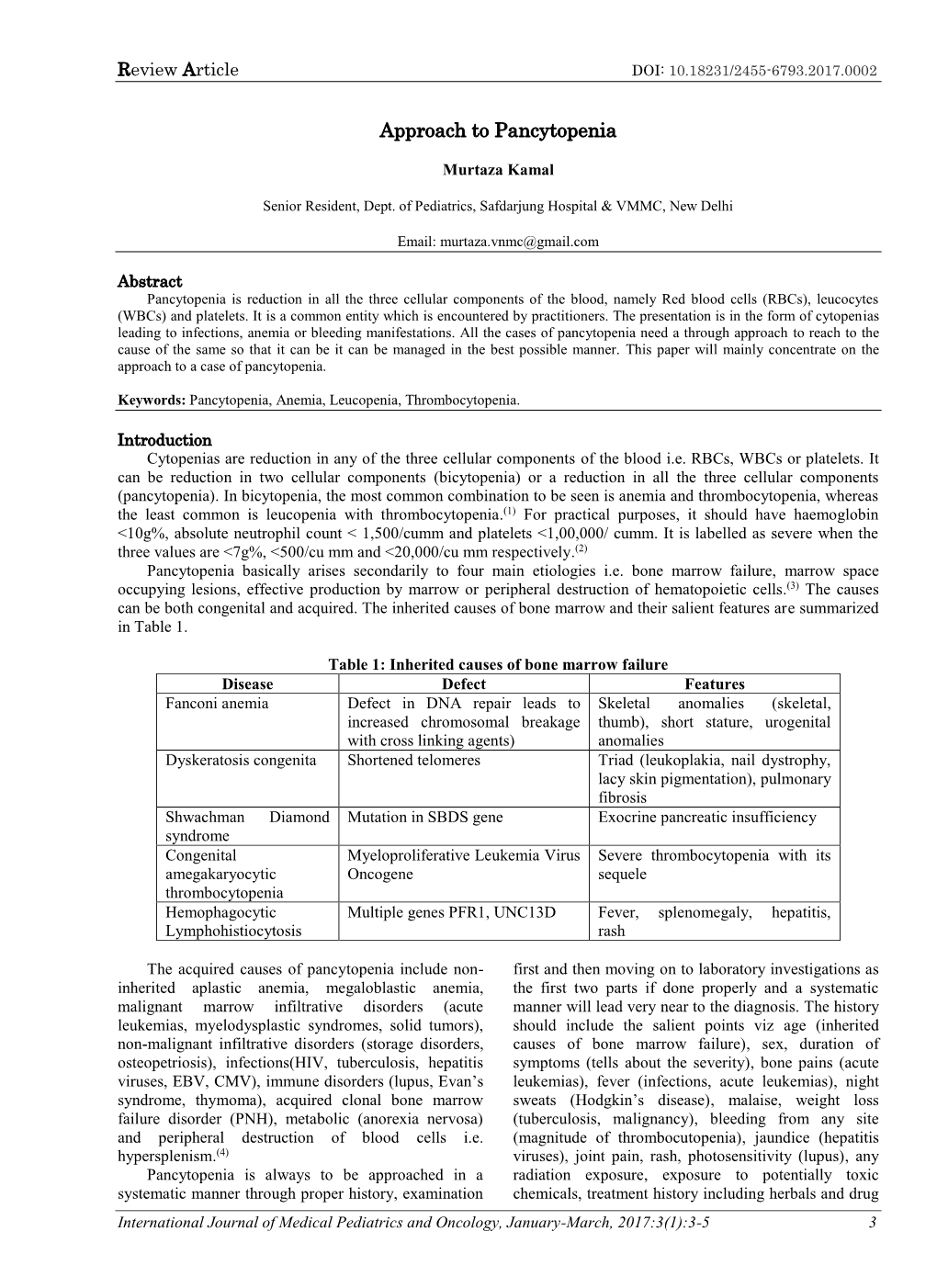 Approach to Pancytopenia