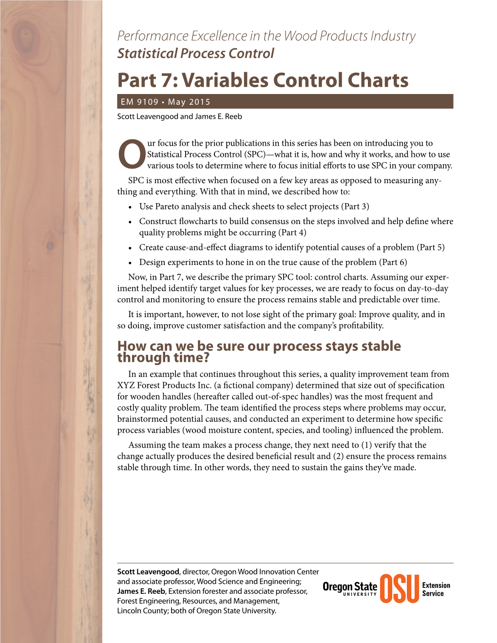 Statistical Process Control, Part 7: Variables Control Charts