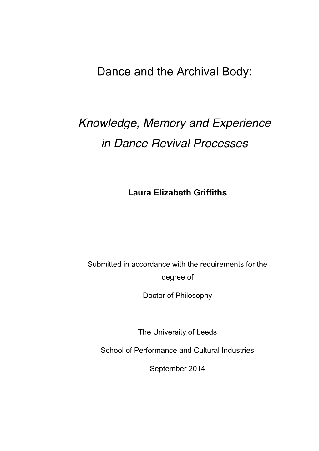 Knowledge, Memory and Experience in Dance Revival Processes