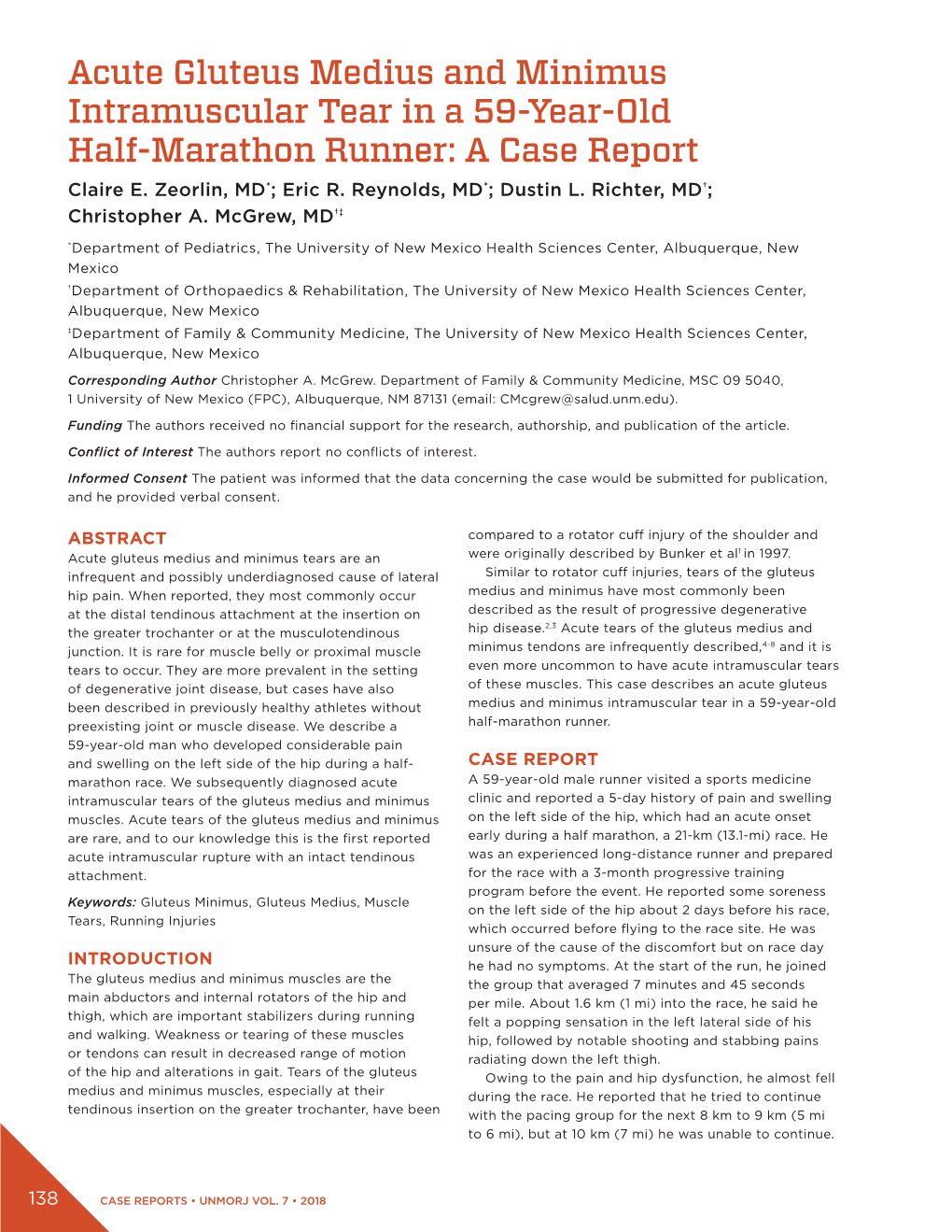 Acute Gluteus Medius and Minimus Intramuscular Tear in a 59-Year-Old Half-Marathon Runner: a Case Report Claire E