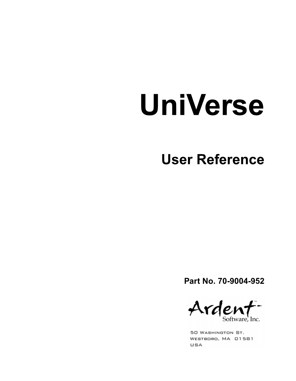 Universe User Reference Table of Contents