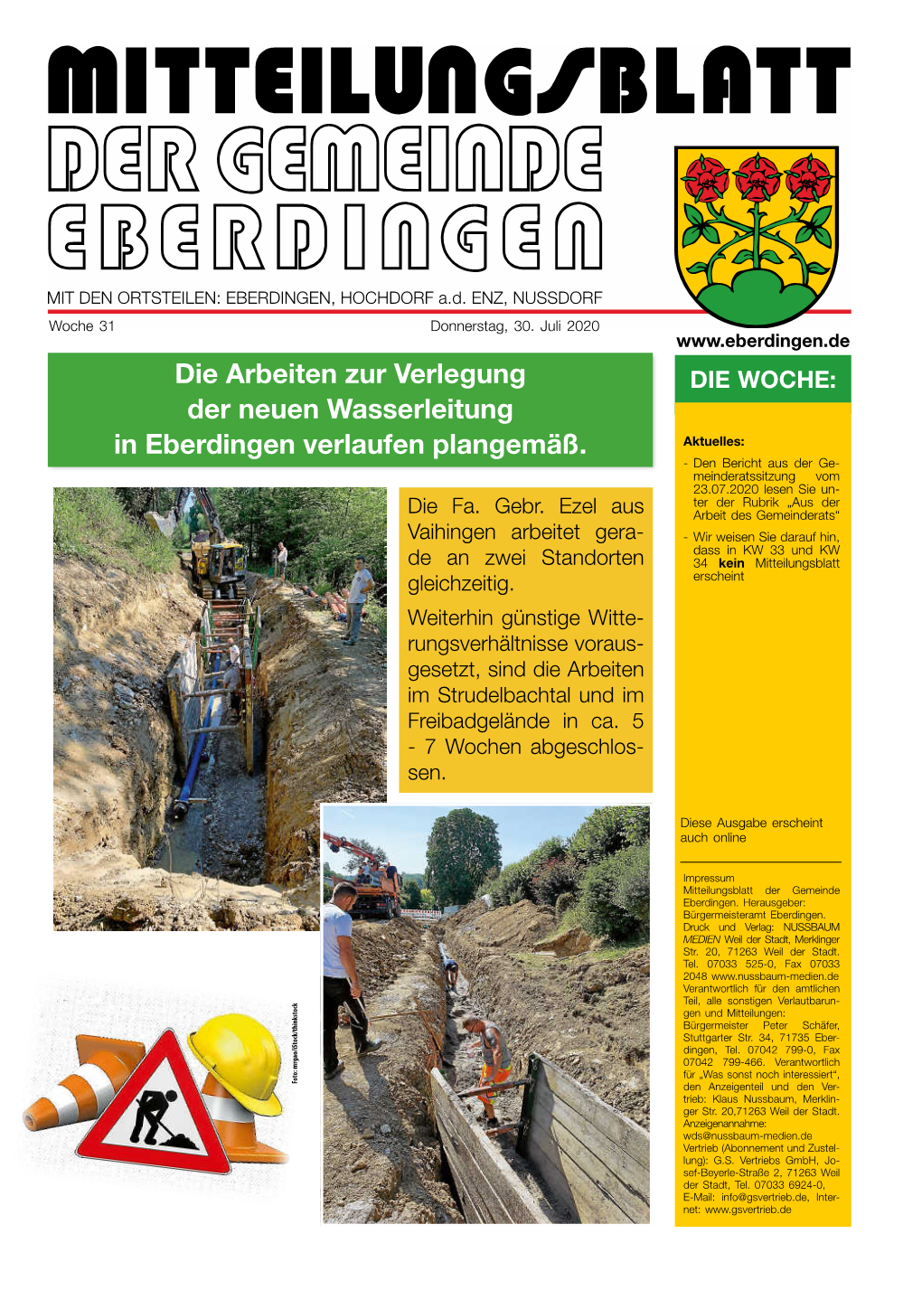 Die Arbeiten Zur Verlegung Der Neuen Wasserleitung in Eberdingen Verlaufen Plangemäß