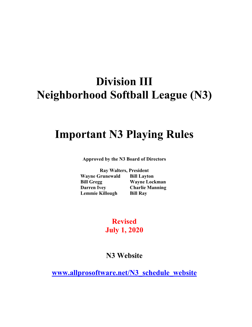 Important N3 Playing Rules