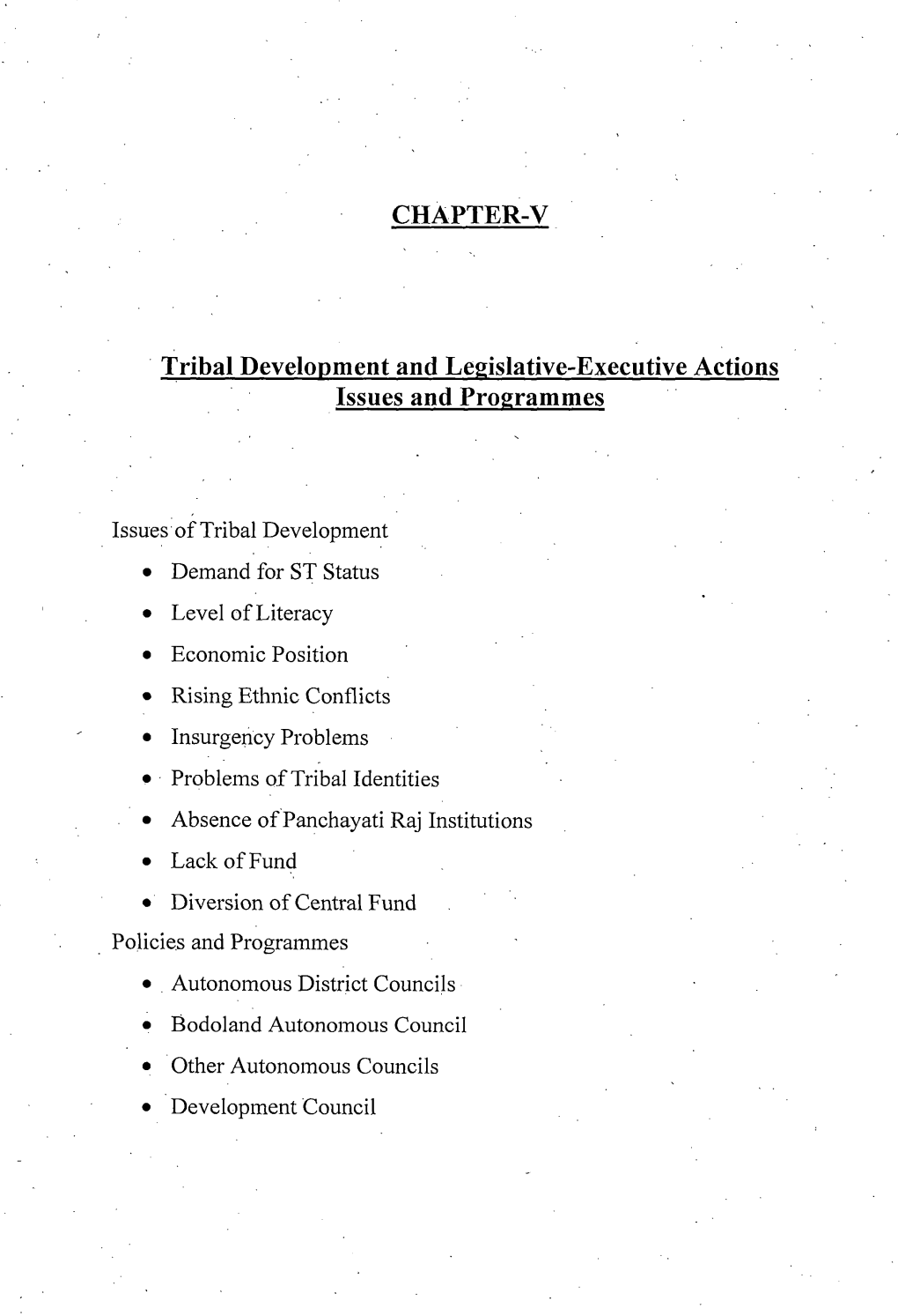 CHAPTER-V · Tribal Development and Legislative-Executive Actions