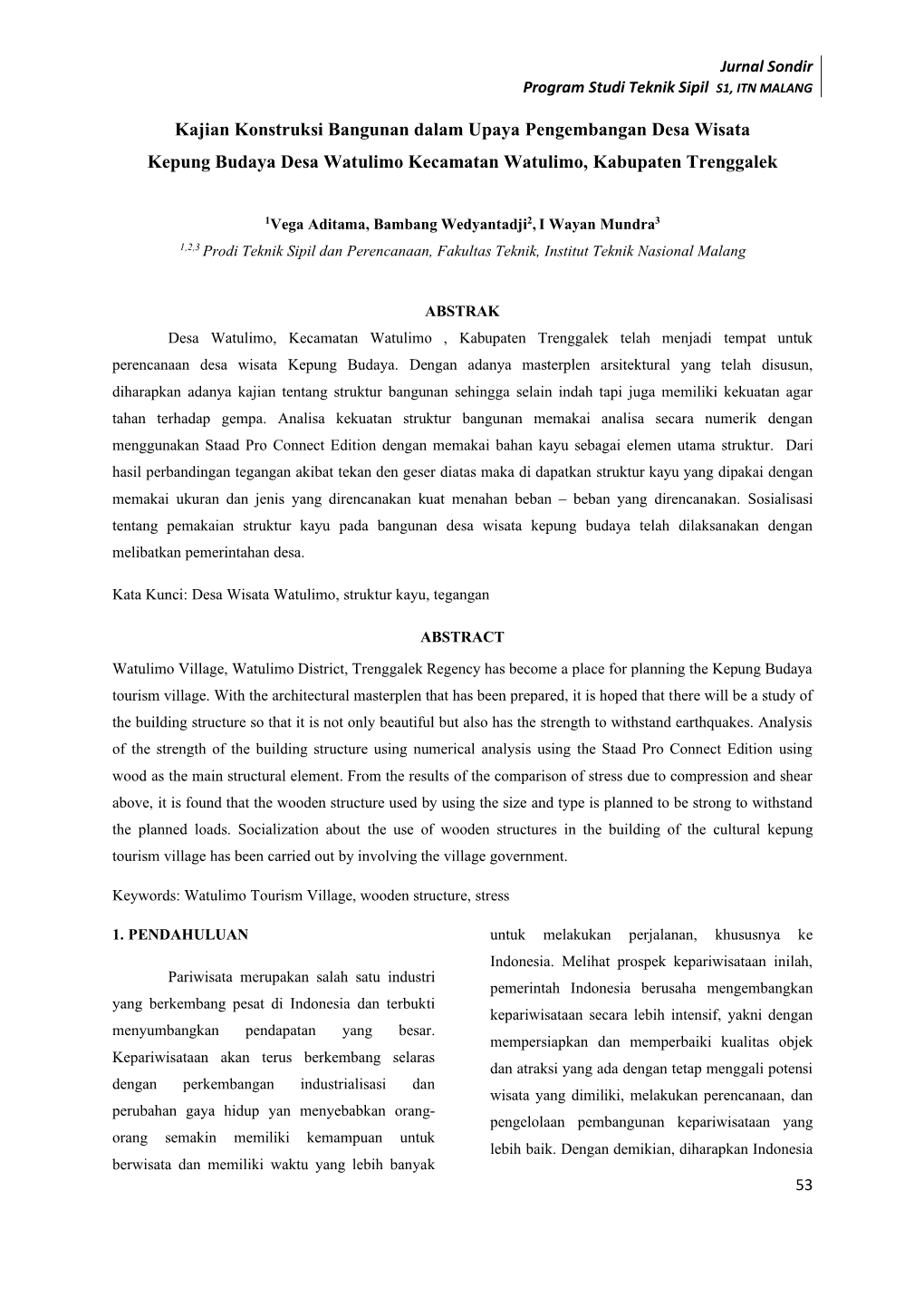 Jurnal Sondir Program Studi Teknik Sipil S1, ITN MALANG 53