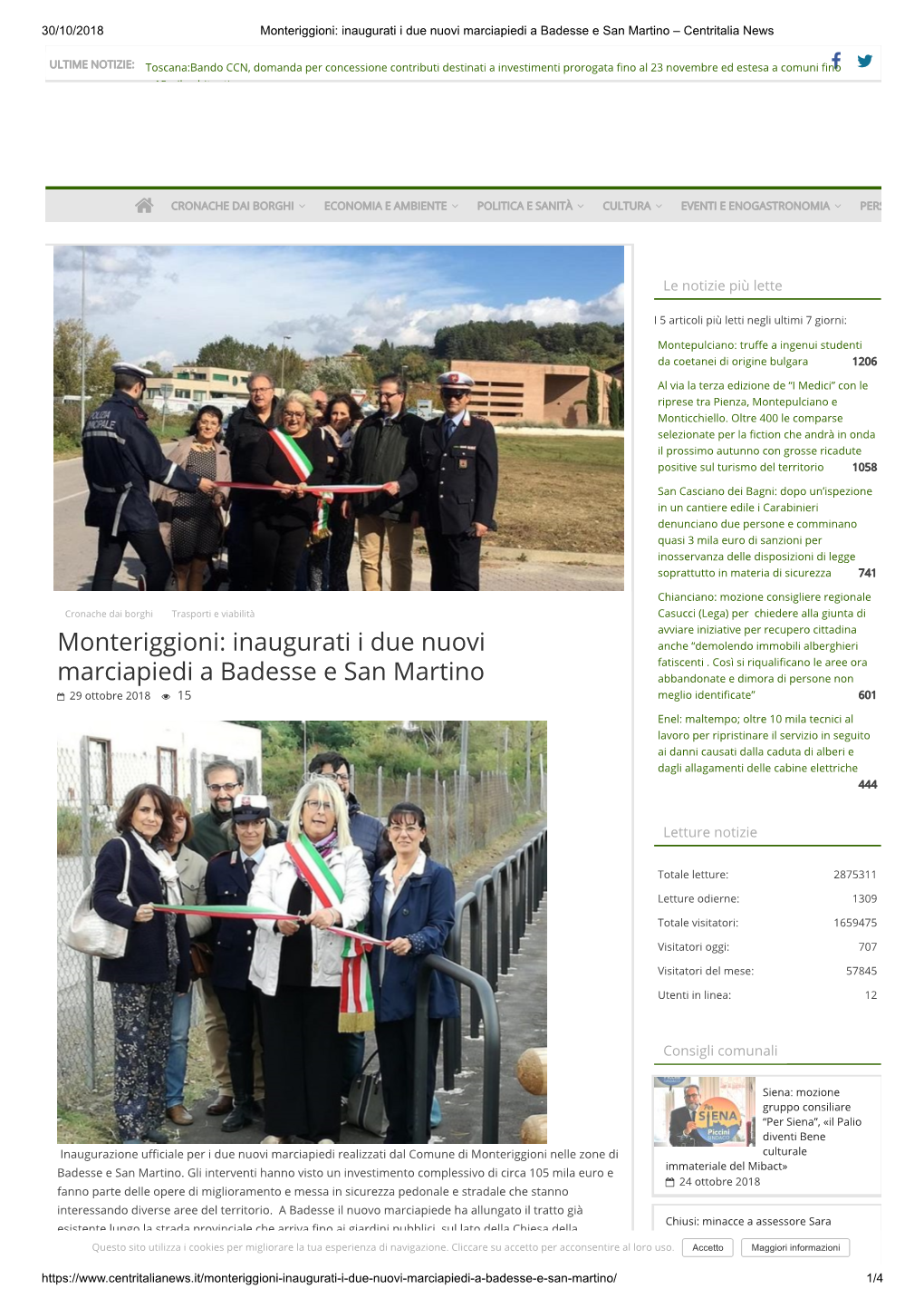 Monteriggioni: Inaugurati I Due Nuovi Marciapiedi a Badesse E San Martino – Centritalia News