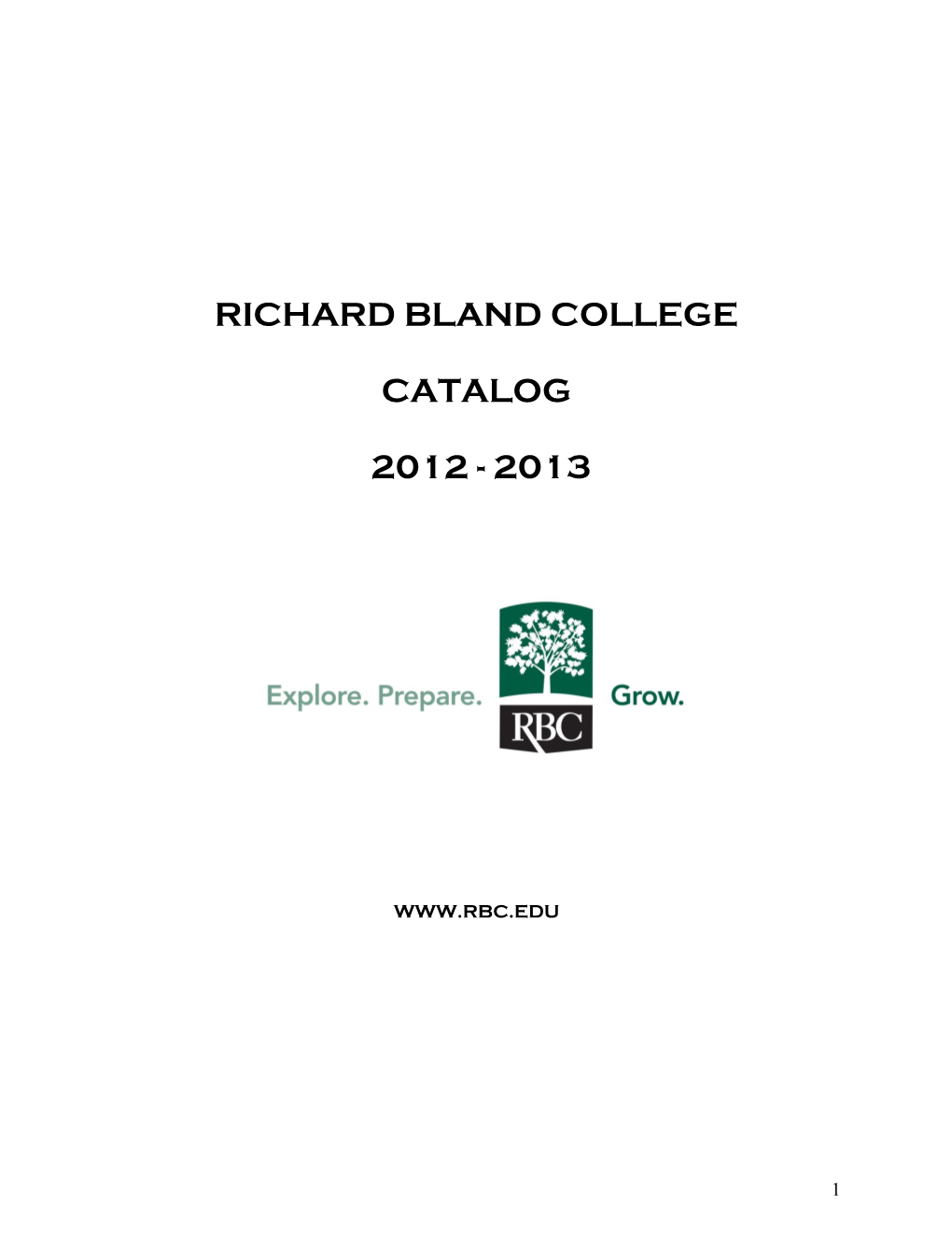 Richard Bland College Catalog 2012