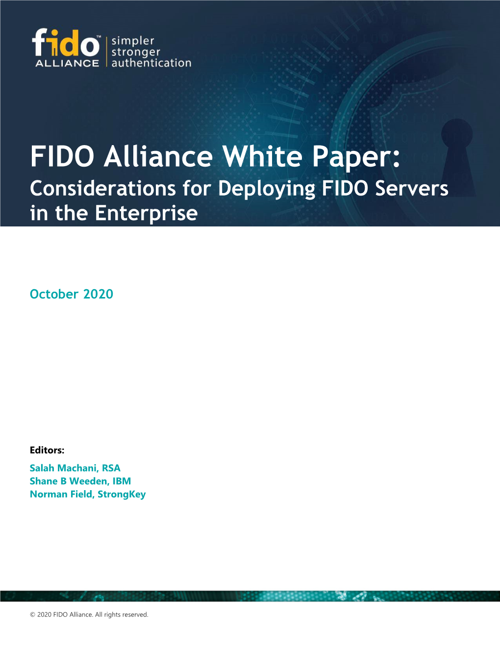 Considerations for Deploying FIDO Servers in the Enterprise