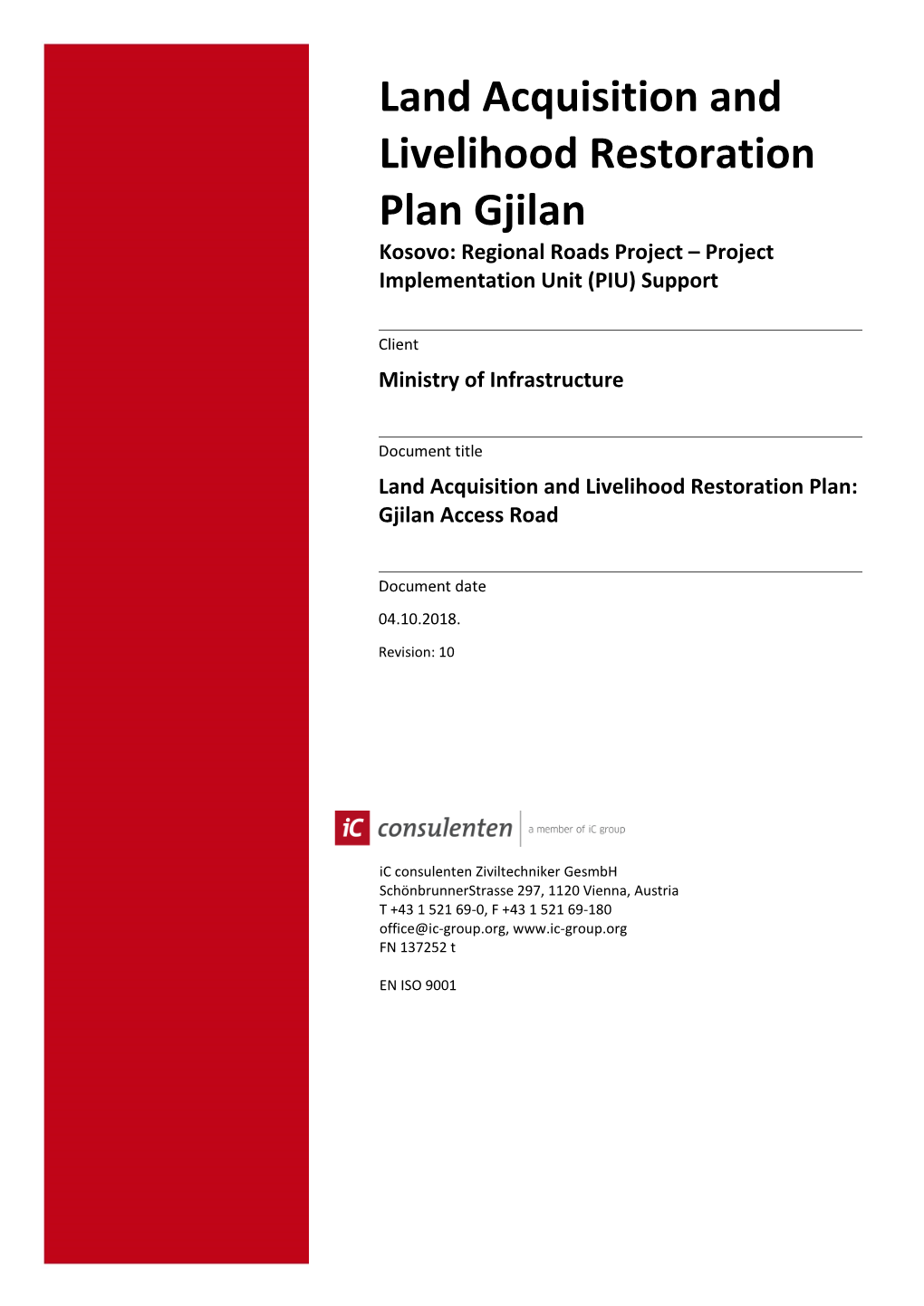 Land Acquisition and Livelihood Restoration Plan: Gjilan Access Road