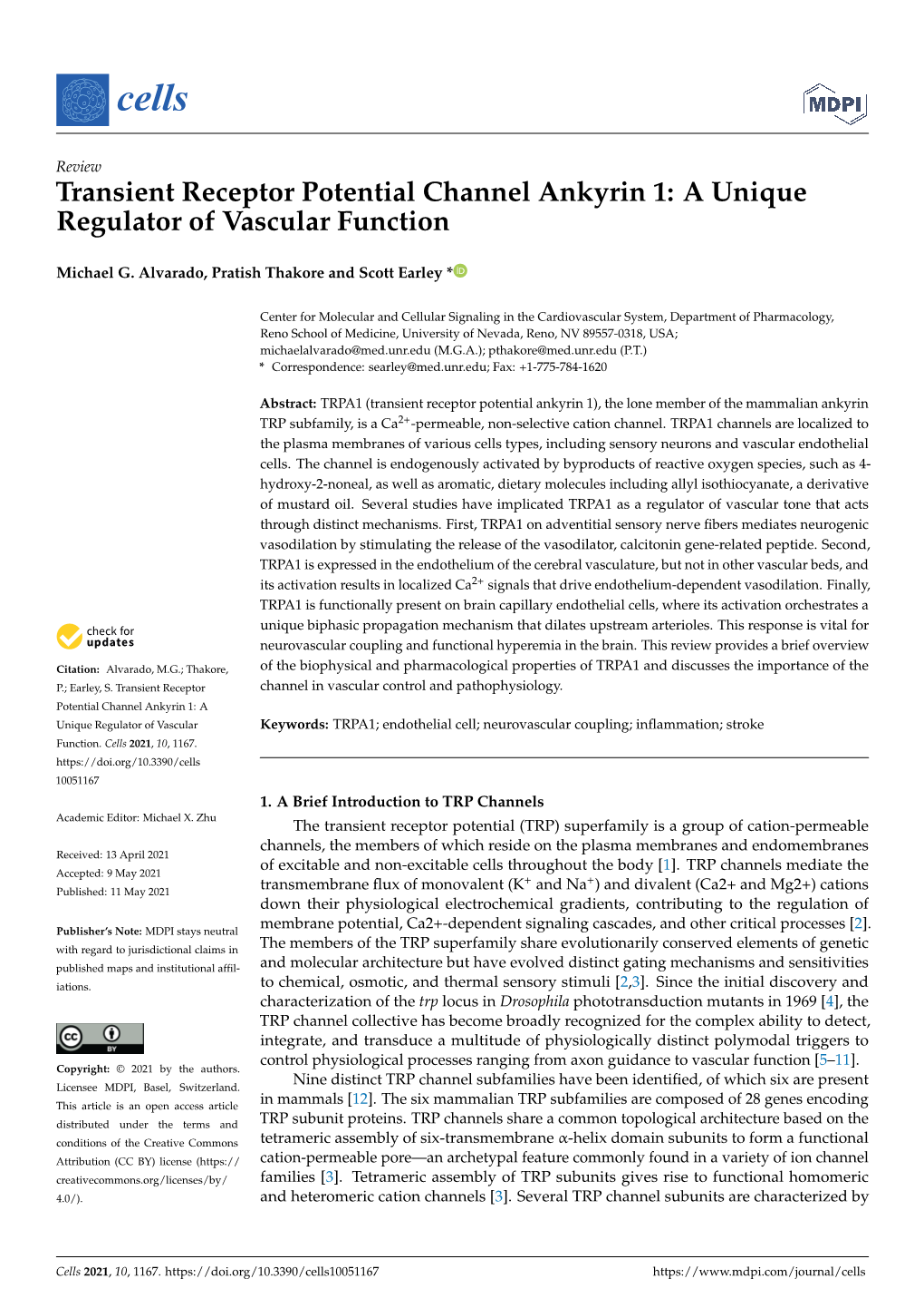 Transient Receptor Potential Channel Ankyrin 1: a Unique Regulator of Vascular Function