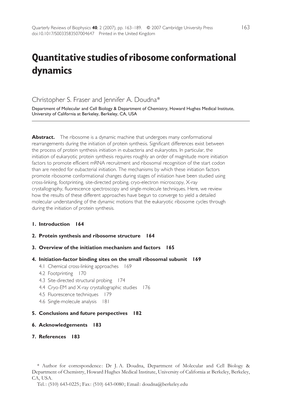 Quantitative Studies of Ribosome Conformational Dynamics