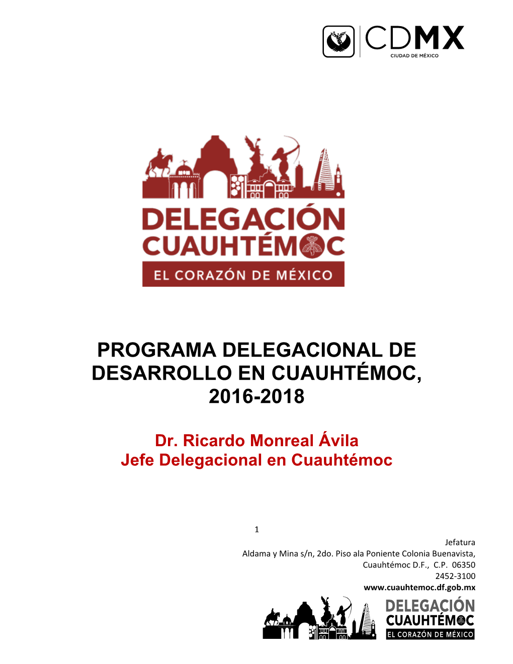 Programa Delegacional De Desarrollo En Cuauhtémoc, 2016-2018