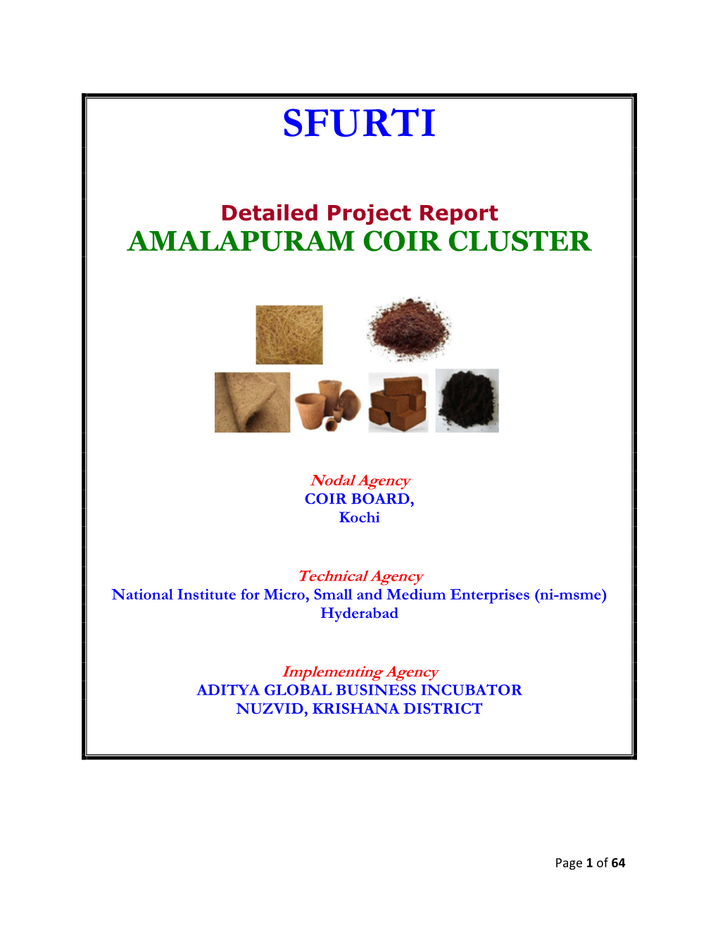 SFURTI Detailed Project Report AMALAPURAM COIR
