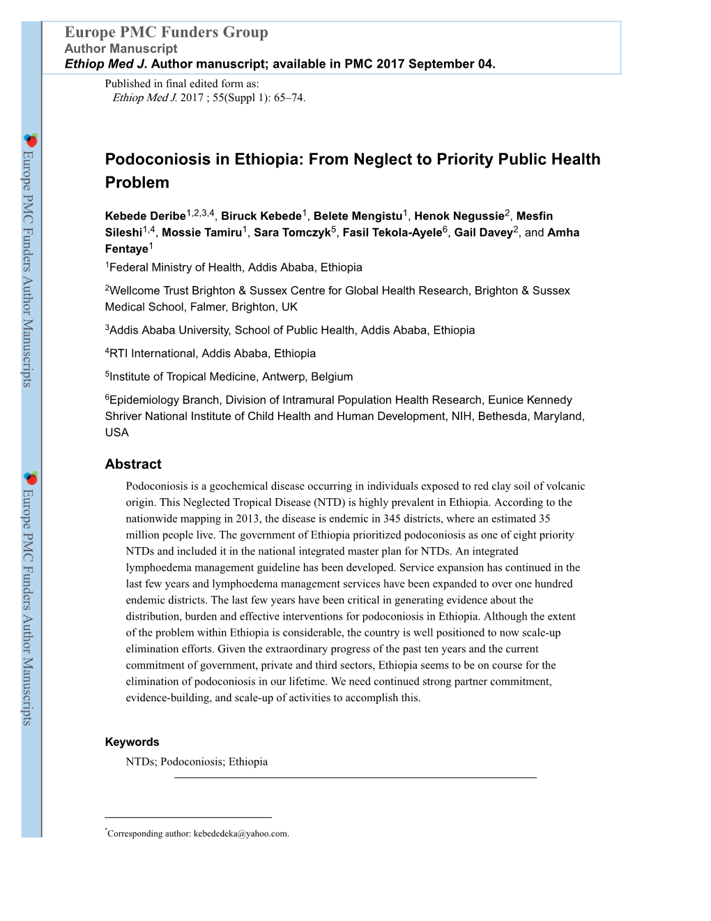 Podoconiosis in Ethiopia: from Neglect to Priority Public Health Problem