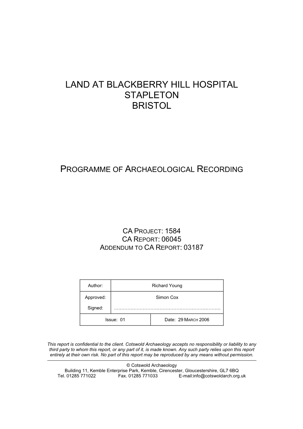 Land at Blackberry Hill Hospital Stapleton Bristol