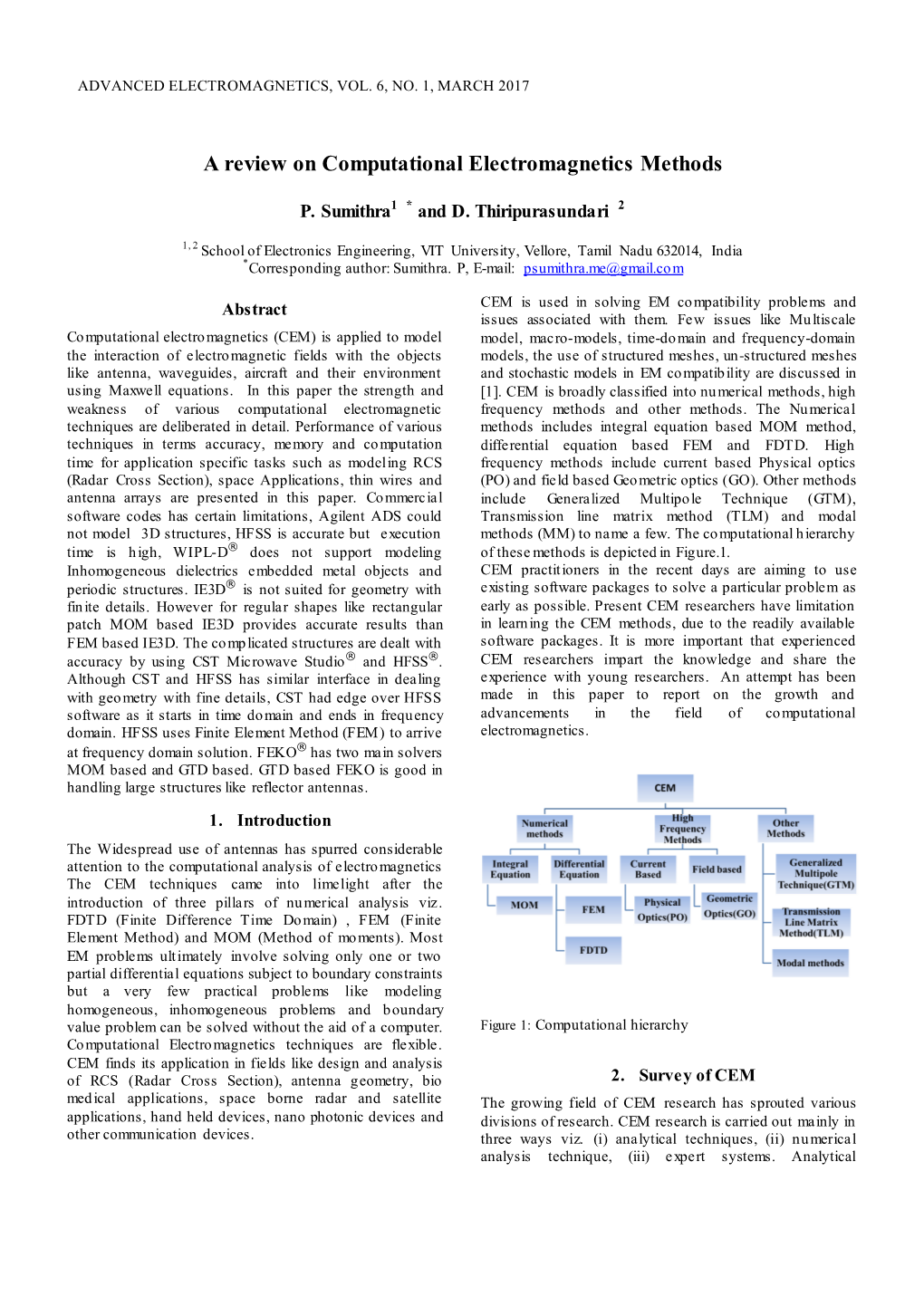 A Review on Computational Electromagnetics Methods