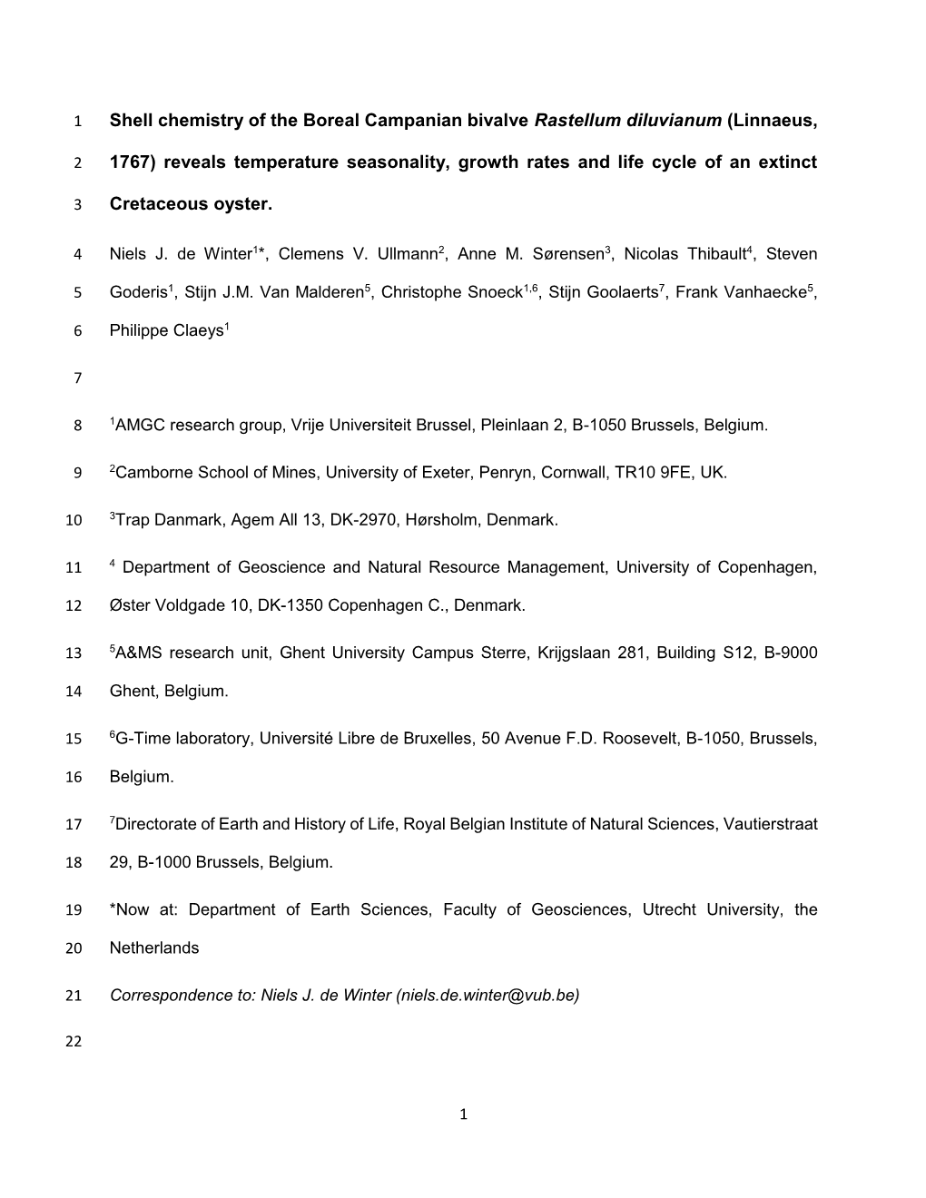 Shell Chemistry of the Boreal Campanian Bivalve Rastellum Diluvianum (Linnaeus