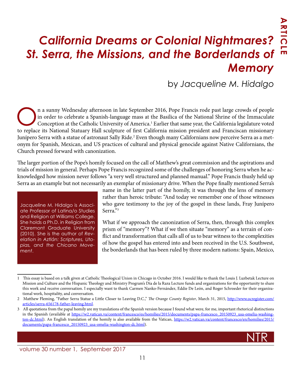 St. Serra, the Missions, and the Borderlands of Memory