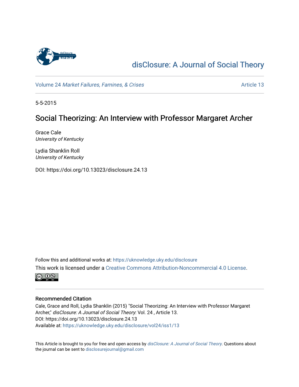 Social Theorizing: an Interview with Professor Margaret Archer