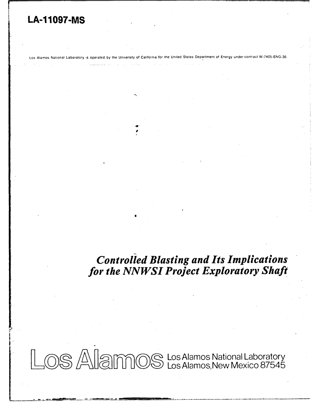 Controlled Blasting and Its Implications for the NNWSI Project Exploratory Shaft