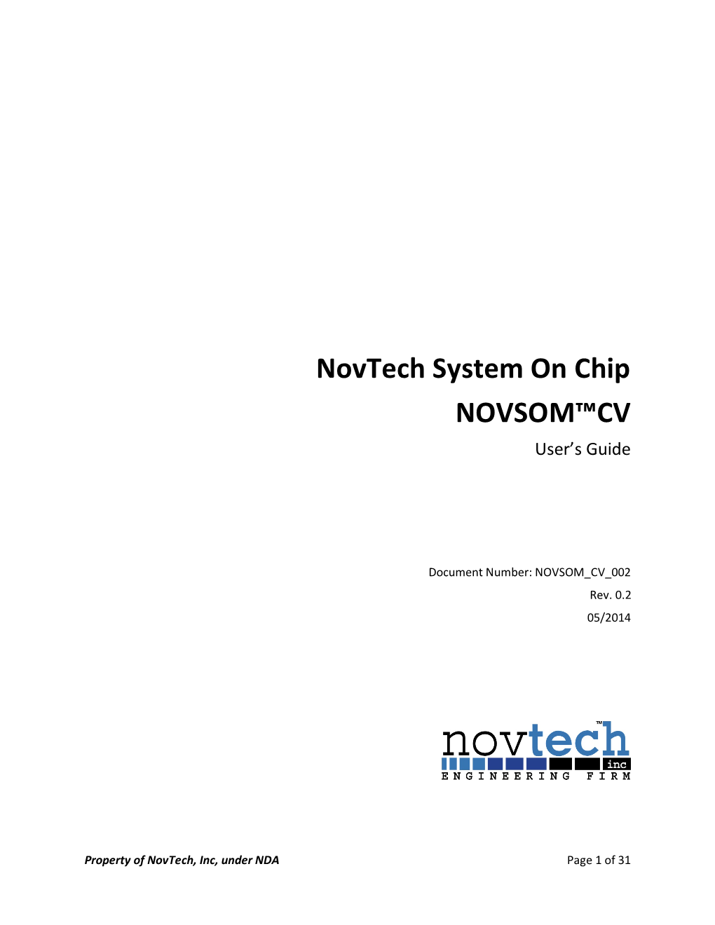 Novtech System on Chip NOVSOM™CV User’S Guide