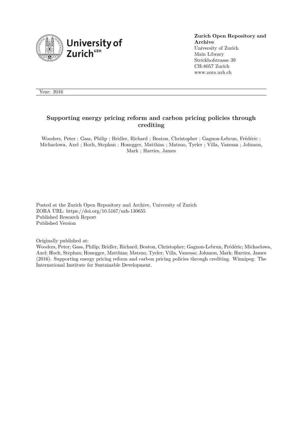 Supporting Energy Pricing Reform and Carbon Pricing Policies Through Crediting