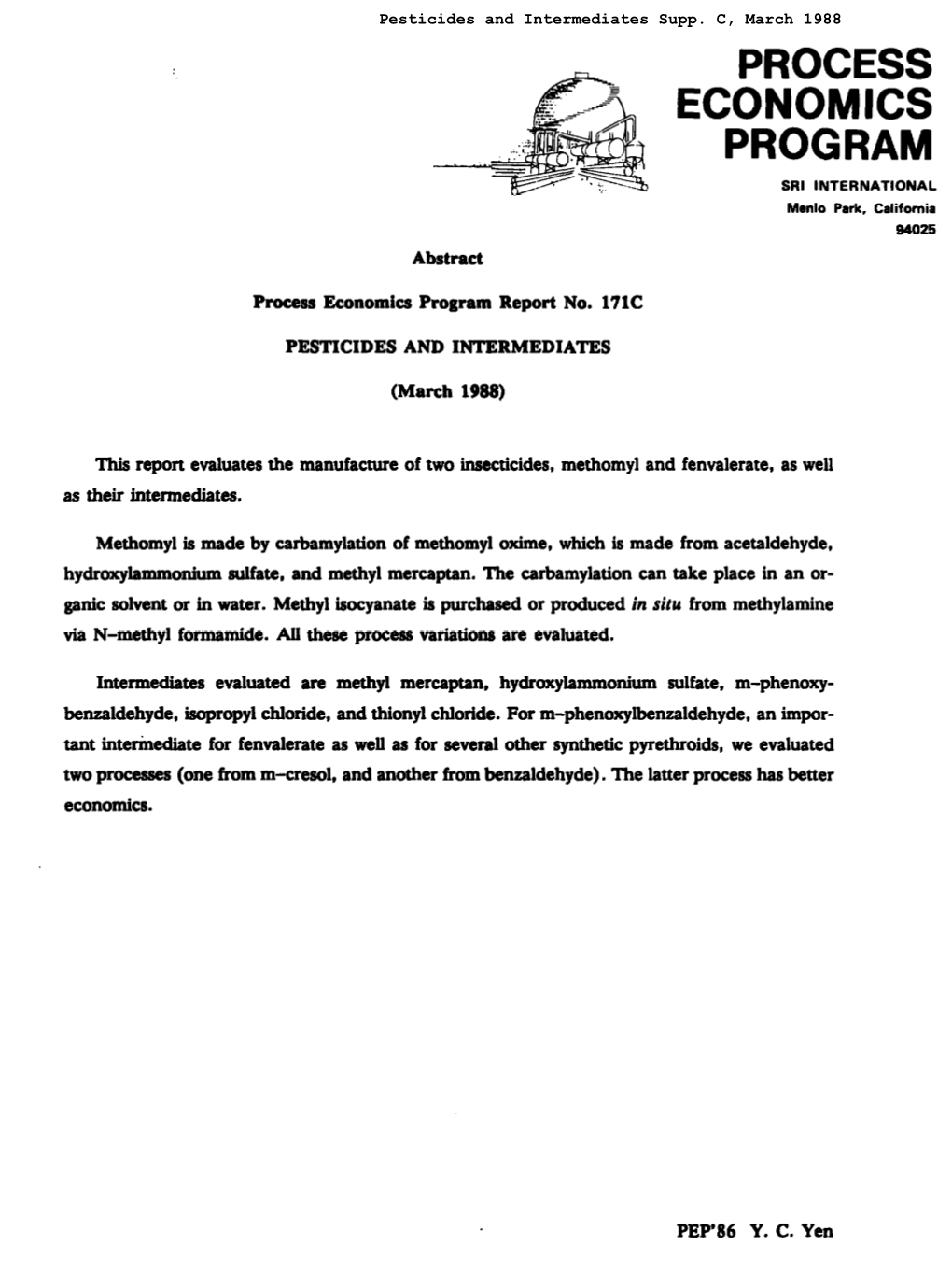 Pesticides and Intermediates, Supp. C