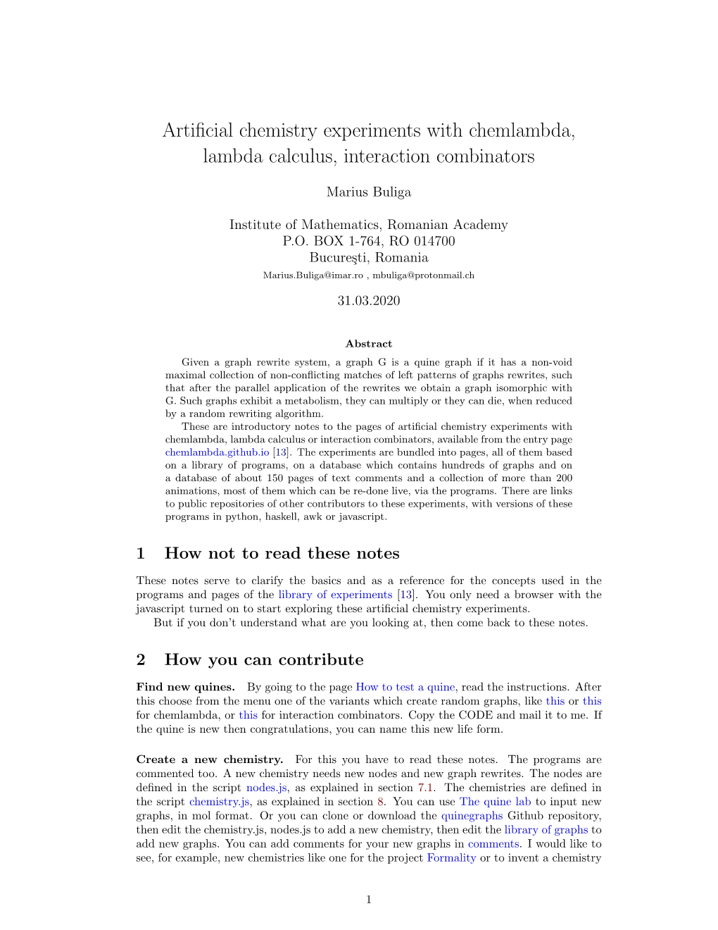 Artificial Chemistry Experiments with Chemlambda