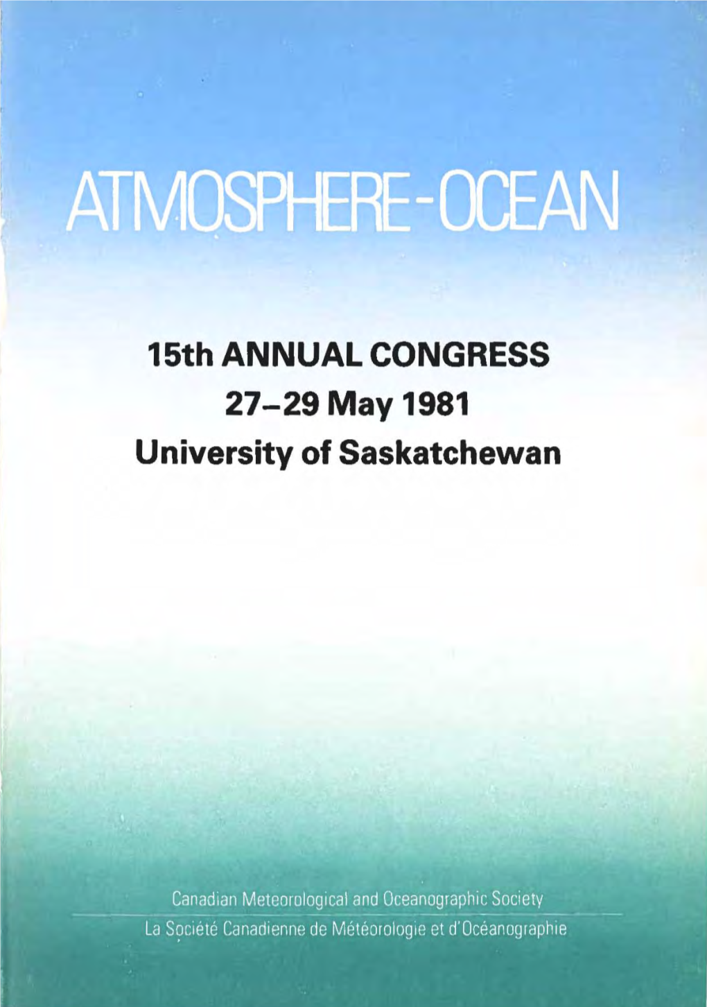 ATMOSPHERE-OCEAN 1981 Congress Issue