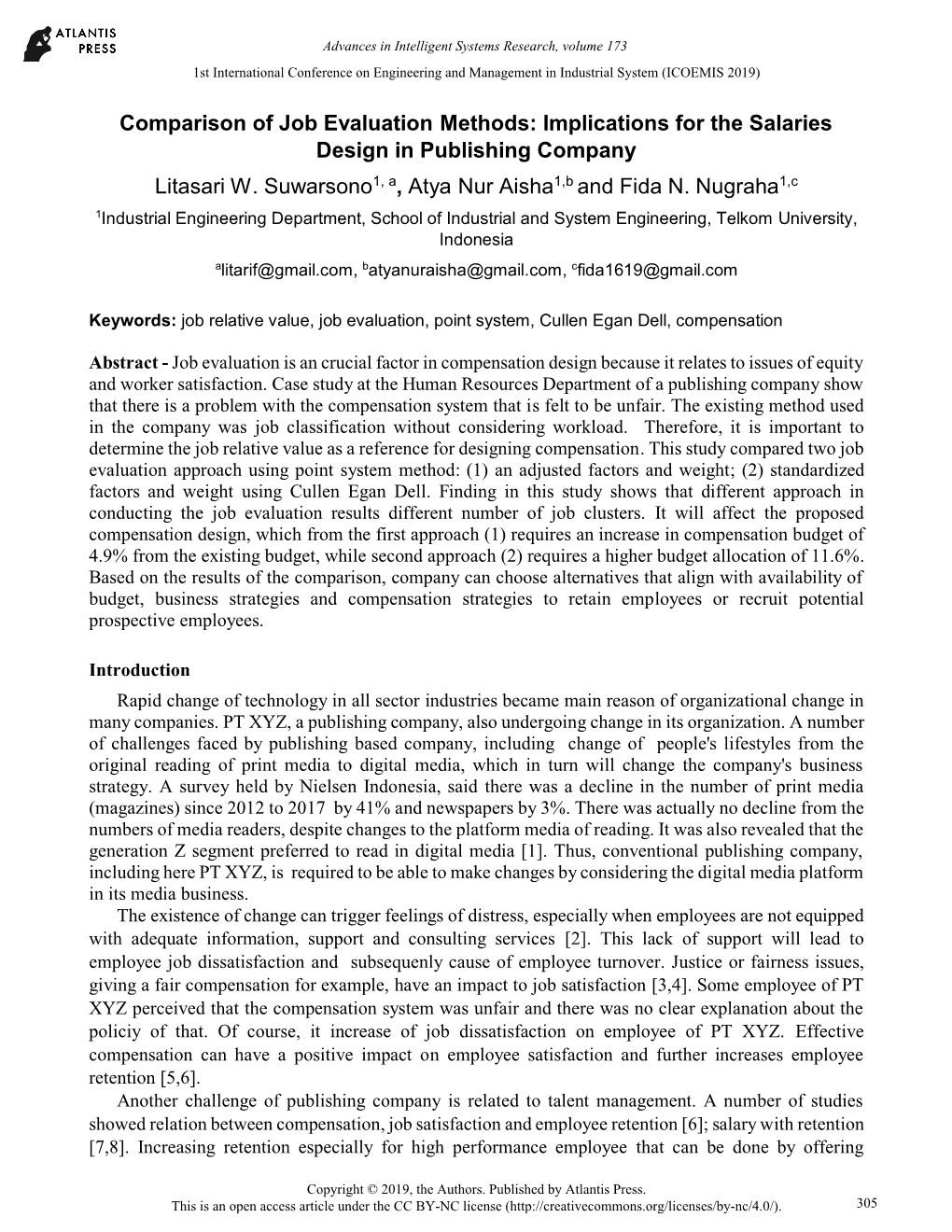 Comparison of Job Evaluation Methods: Implications for the Salaries Design in Publishing Company Litasari W