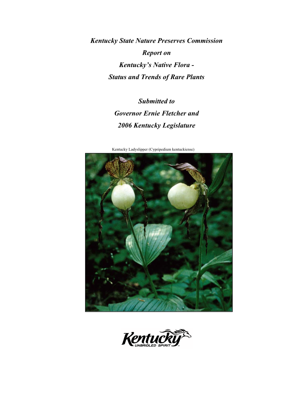 Report on Kentucky's Native Flora