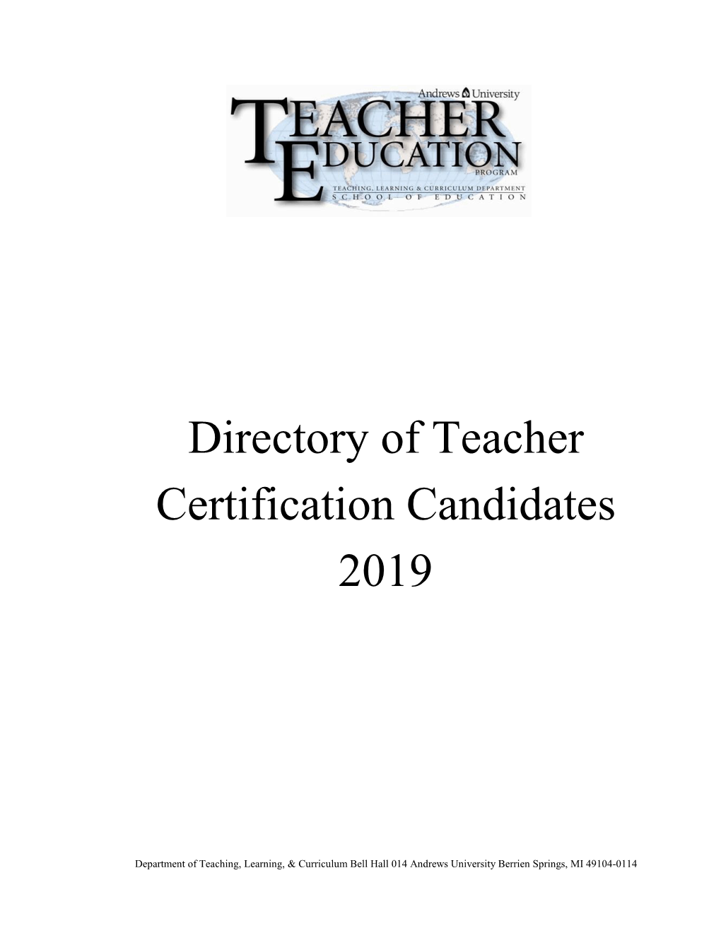 Directory of Teacher Certification Candidates 2019