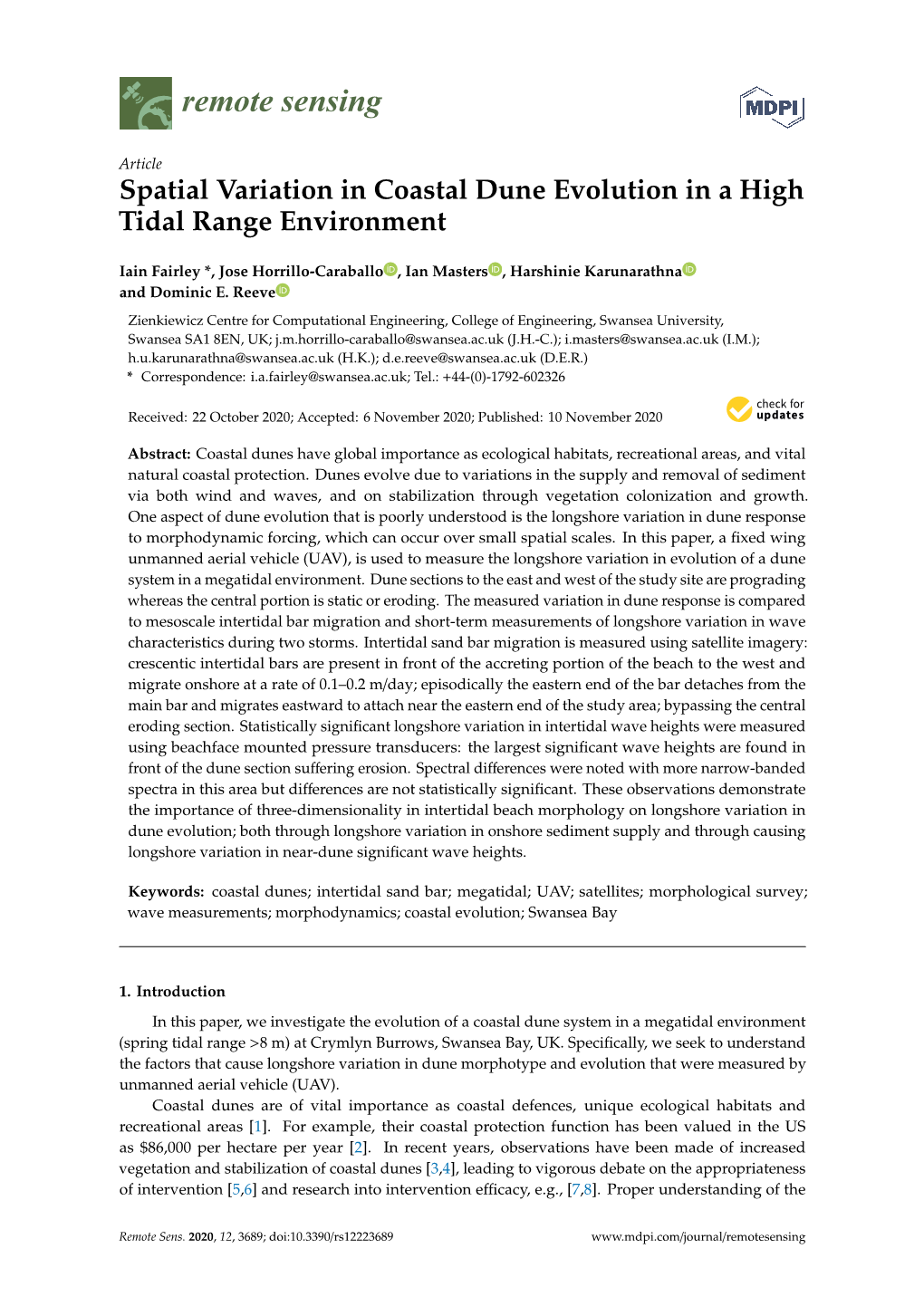 Spatial Variation in Coastal Dune Evolution in a High Tidal Range Environment