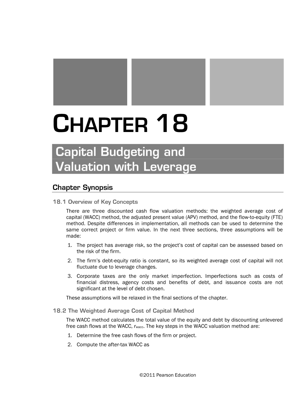 CHAPTER 18 Capital Budgeting and Valuation with Leverage