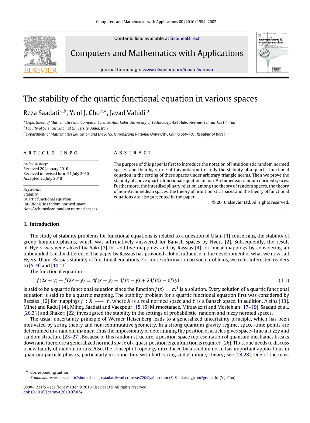 The Stability of the Quartic Functional Equation in Various Spaces