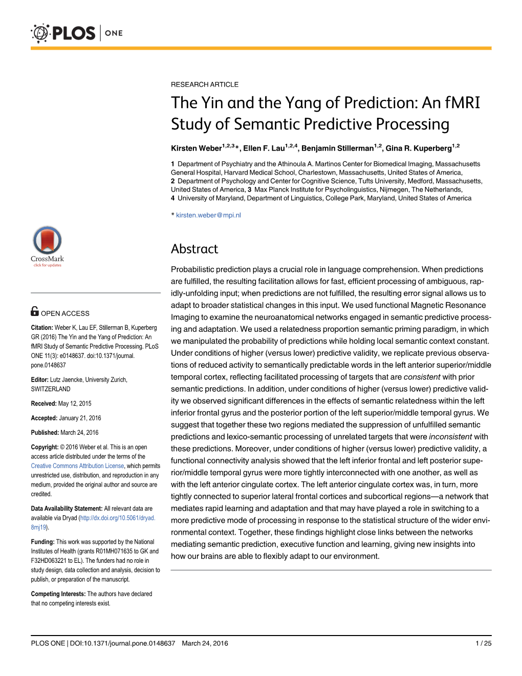 An Fmri Study of Semantic Predictive Processing