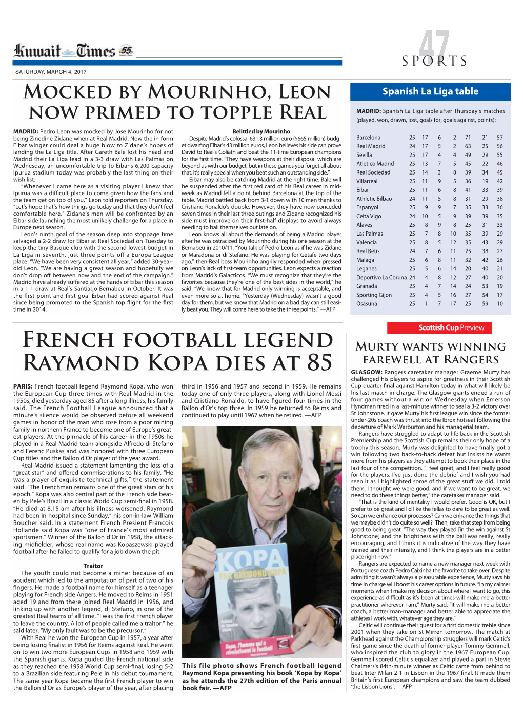 French Football Legend Raymond Kopa Dies at 85