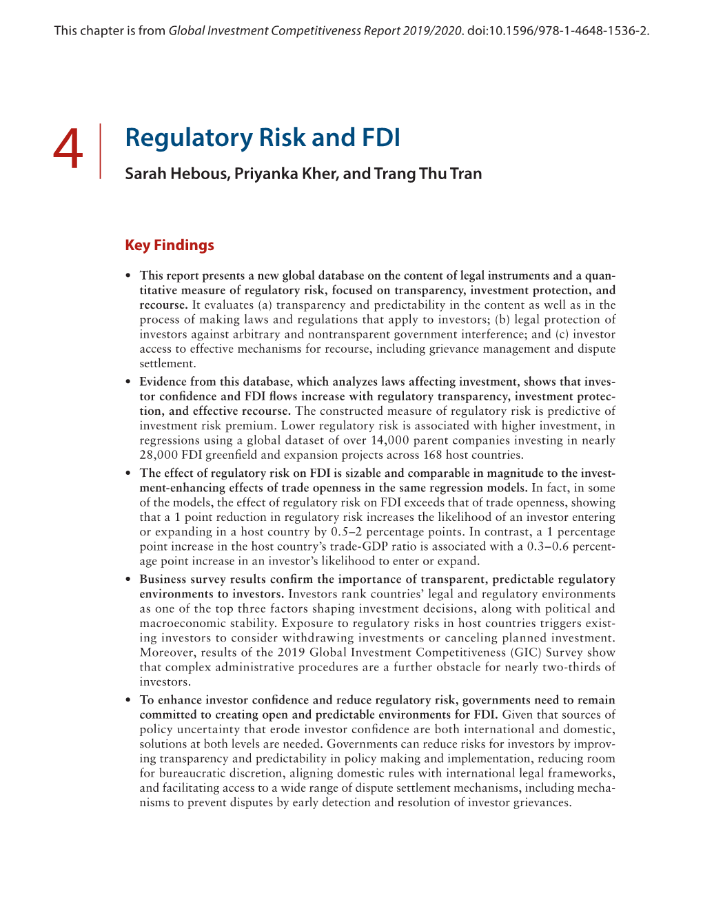 Regulatory Risk and FDI 4 Sarah Hebous, Priyanka Kher, and Trang Thu Tran