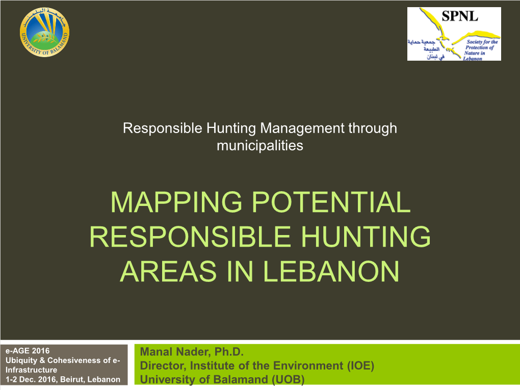 Mapping Potential Responsible Hunting Areas in Lebanon