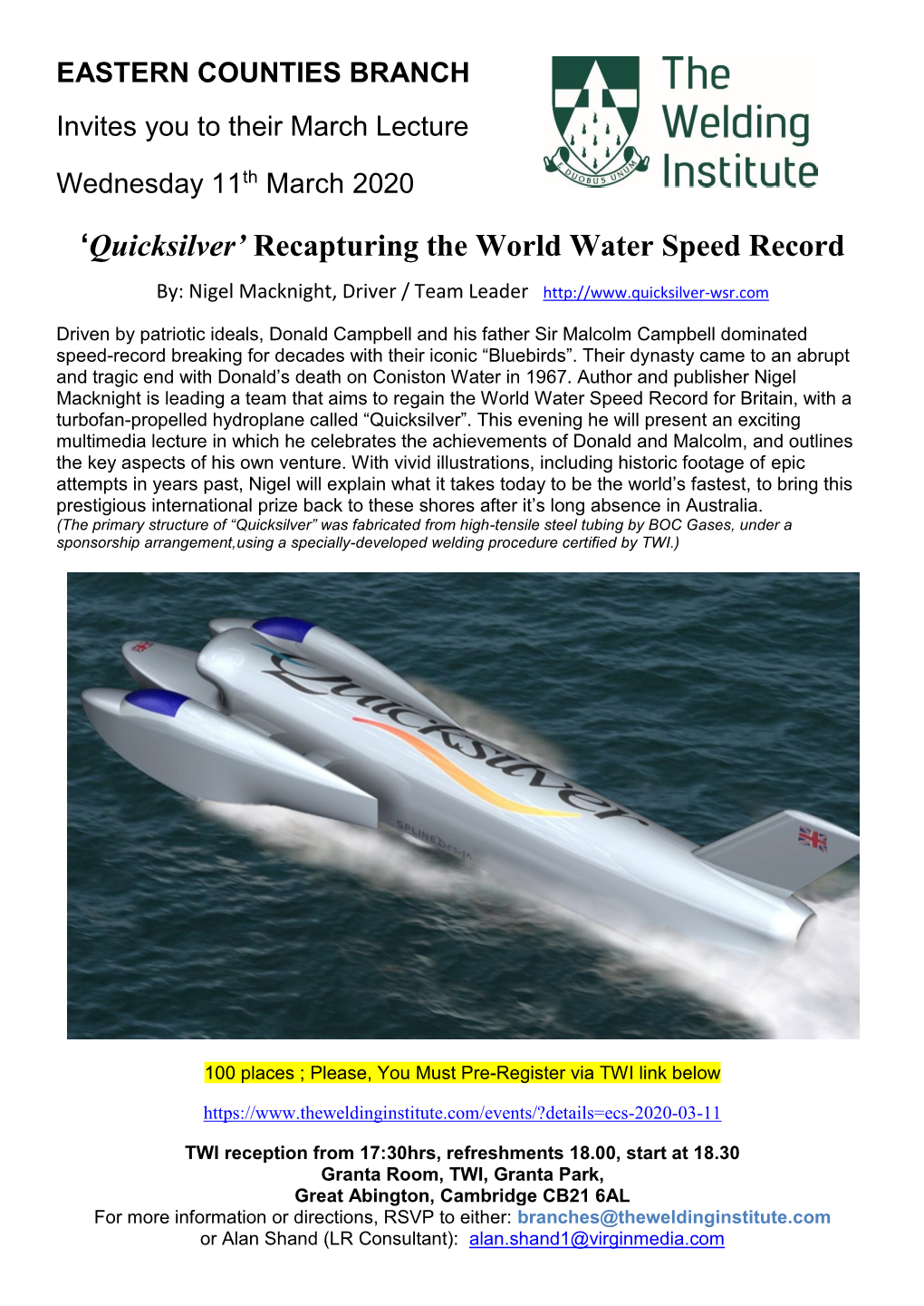 'Quicksilver' Recapturing the World Water Speed Record