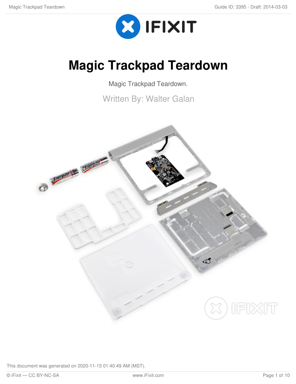 Magic Trackpad Teardown Guide ID: 3395 - Draft: 2014-03-03